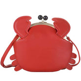 Personalized cartoon style ladies shoulder bag, crab-shaped messenger bag, animal style ladies messenger shoulder bag, ladies handbag (Red)